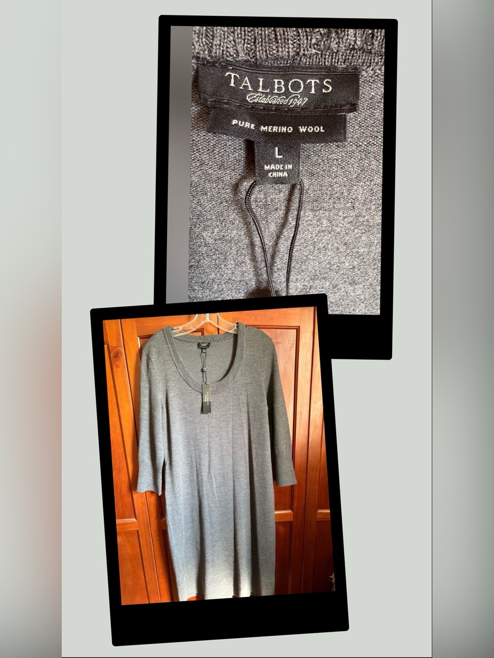 Talbots Charcoal Long Sleeve Dress #1537‎